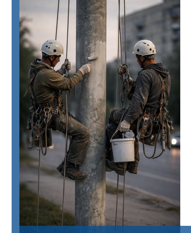 Покраска опор освещения и антикоррозийная защита в Кимрах