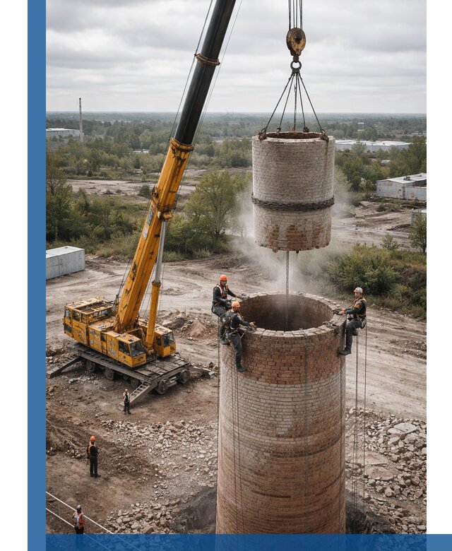 Демонтаж дымовой трубы в Кимрах с гарантиями безопасности