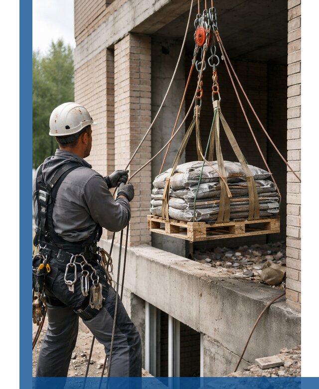 Подъем материалов на этаж веревками в Кимрах оперативно