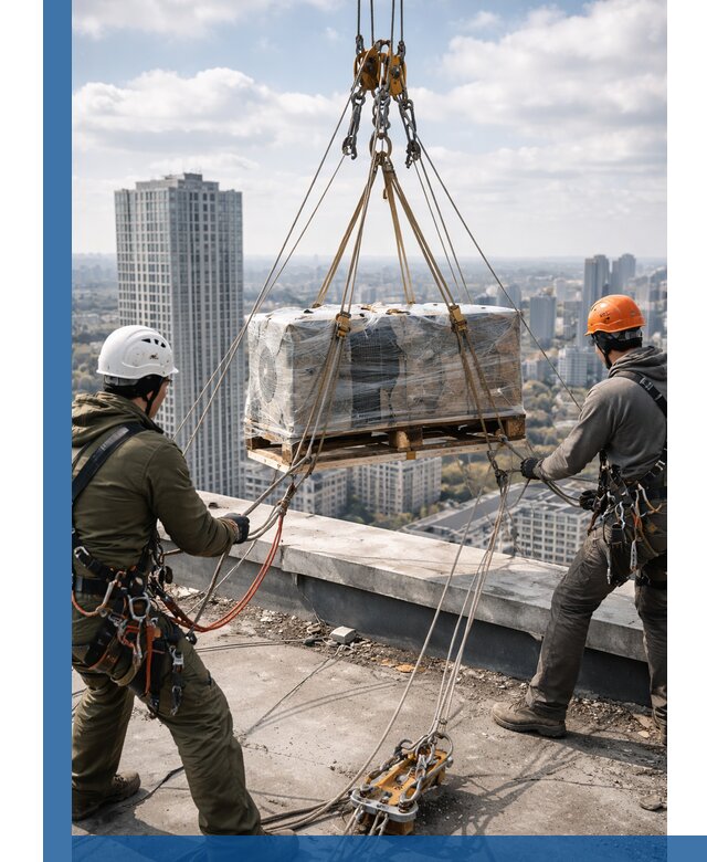 Подъем и монтаж крупногабаритных грузов на крышу в Кимрах