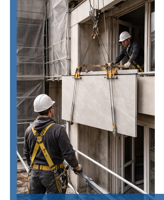 Подъем керамогранита на этаж в Кимрах грузчиками и техникой