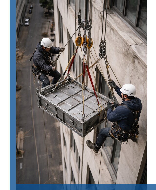 Спуск и подъем грузов по фасаду в Кимрах для зданий