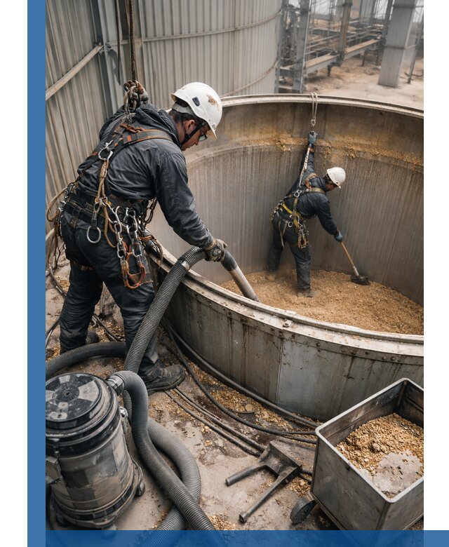 Профессиональная чистка зерновых бункеров в Кимрах с выездом