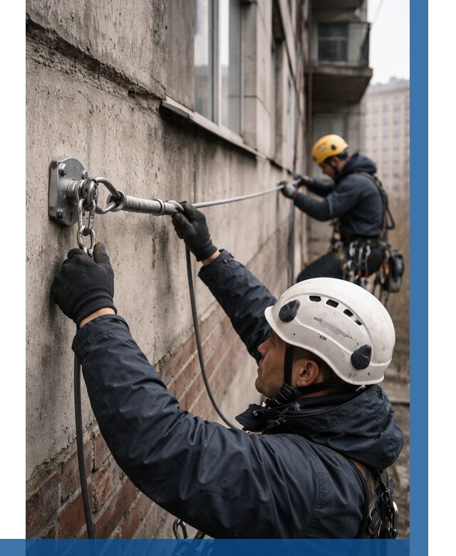 Монтаж анкерных линий в Кимрах от 3132 р. | ВЫСОТНИК-Кмы