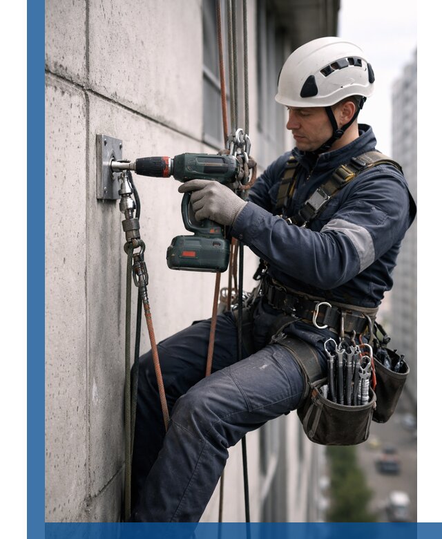 Установка анкерных точек для высотных работ в Кимрах